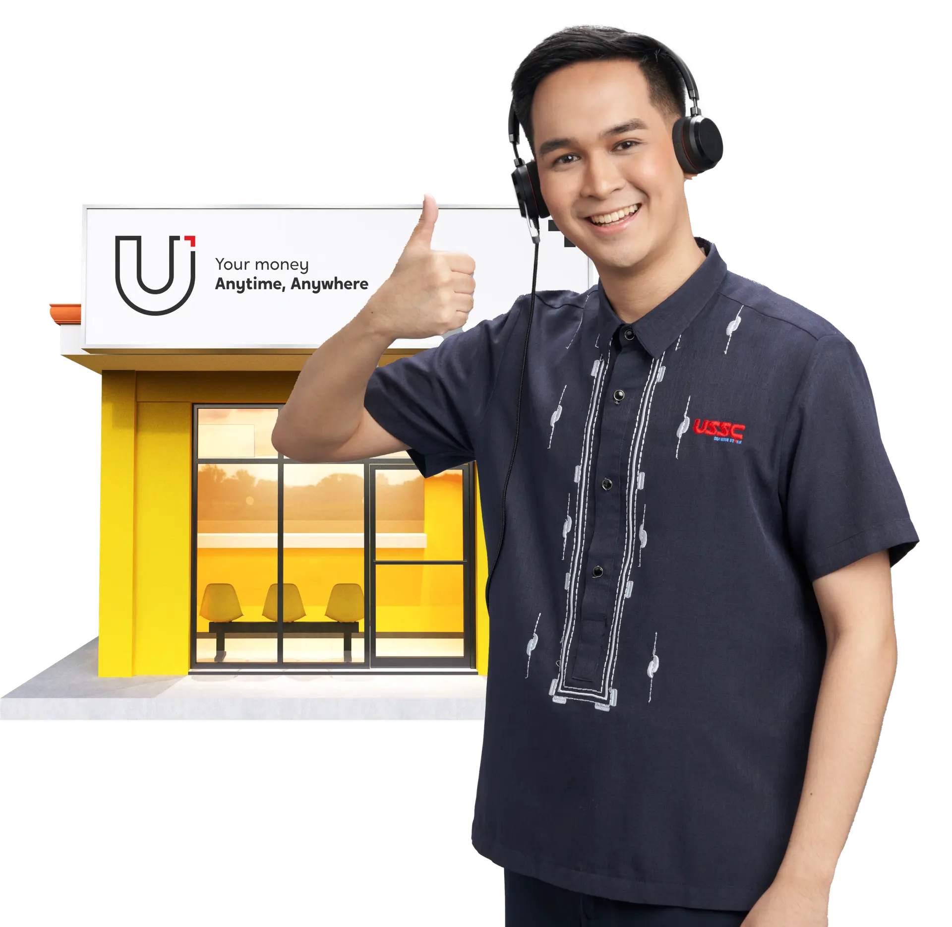 Image of a smiling male USSC employee with the U Store behind him.